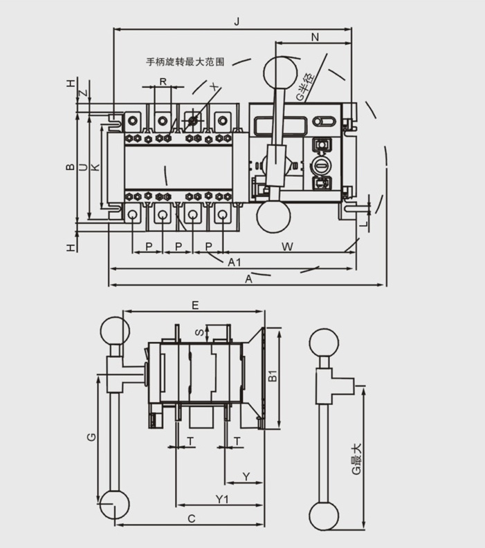 JHQ3-250/125/4P雙電源自動轉換開關